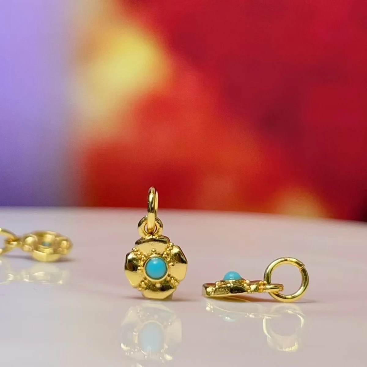 5 teile/paket 6x8mm Blume-Förmigen Anhänger Natürliche Türkis Charms für Schmuck Machen DIY Halskette Ohrringe Zubehör Großhandel