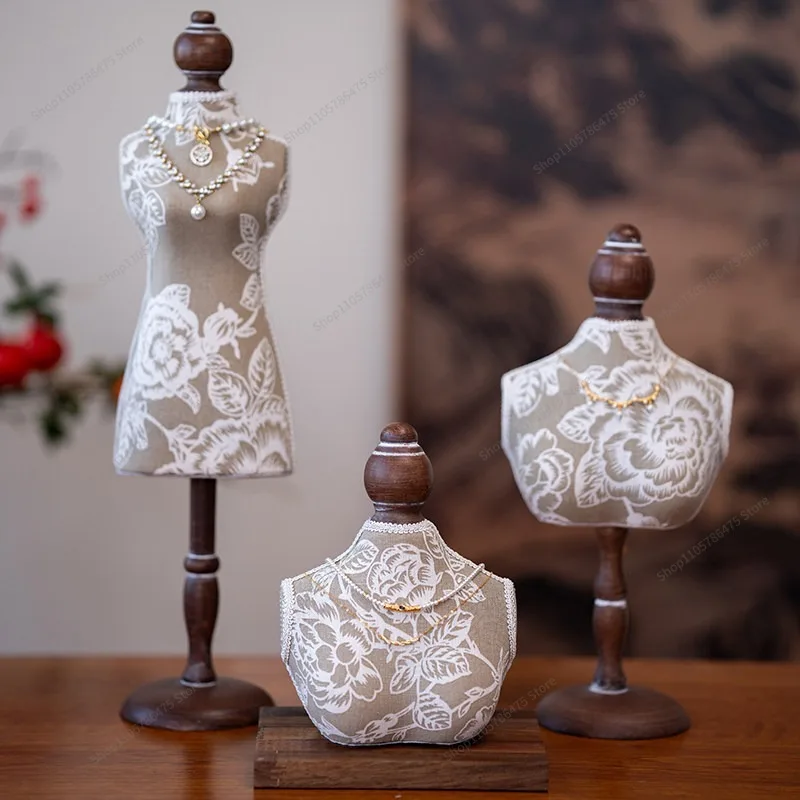 For Retro Necklace Display Rack, American Wooden Jewelry Rack, Jewelry Pendant, Model Shooting Live Stream Props.