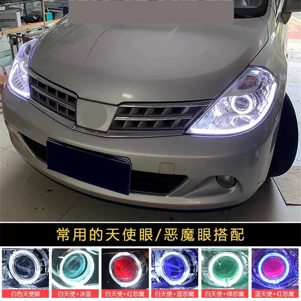 Car Led Front lamp modified angel eye Headlight Assembly for 05-15 Nissan Tiida Turn Signal DRL Daytime Running Light