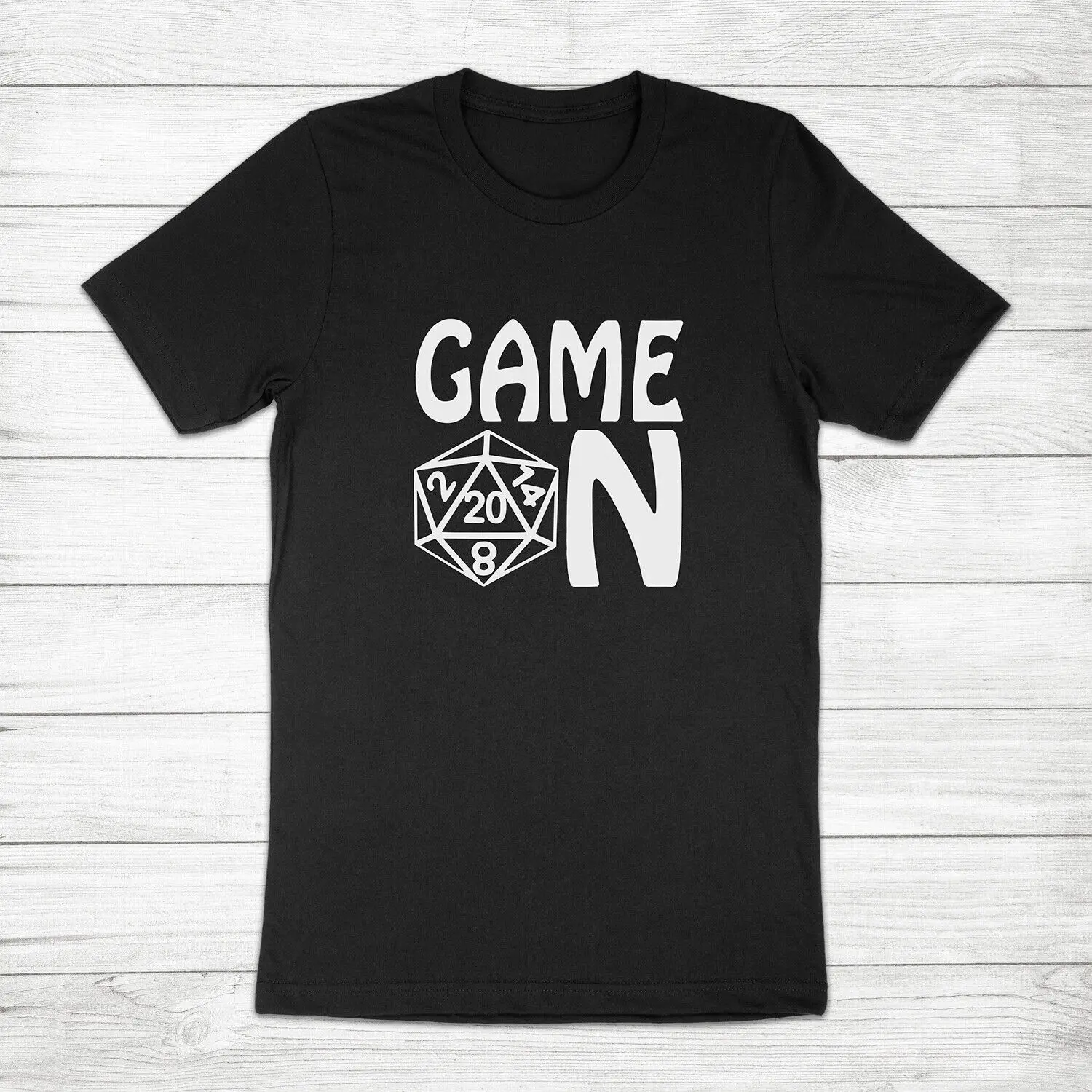 

Game On Tabletop Gamer Gift Dungeon Master DnD D20 Dice RPG Unisex Tee T-Shirt