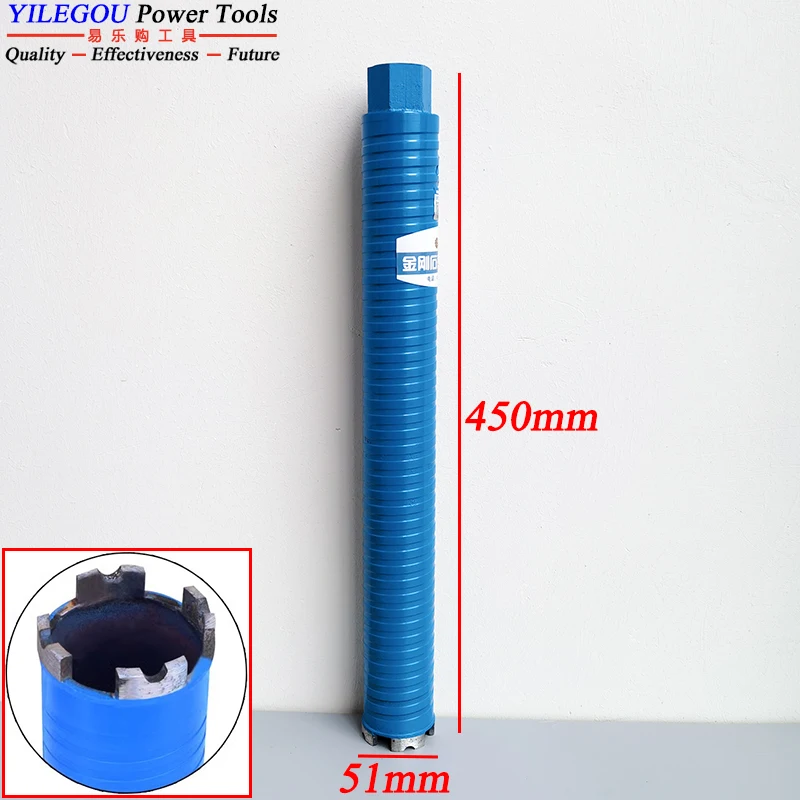Droge diamantkernbit Diameter 32 40 51 56 63 mm x 450 mm Droge en natte diamantboor voor boren van bakstenen muur, stalen beton.