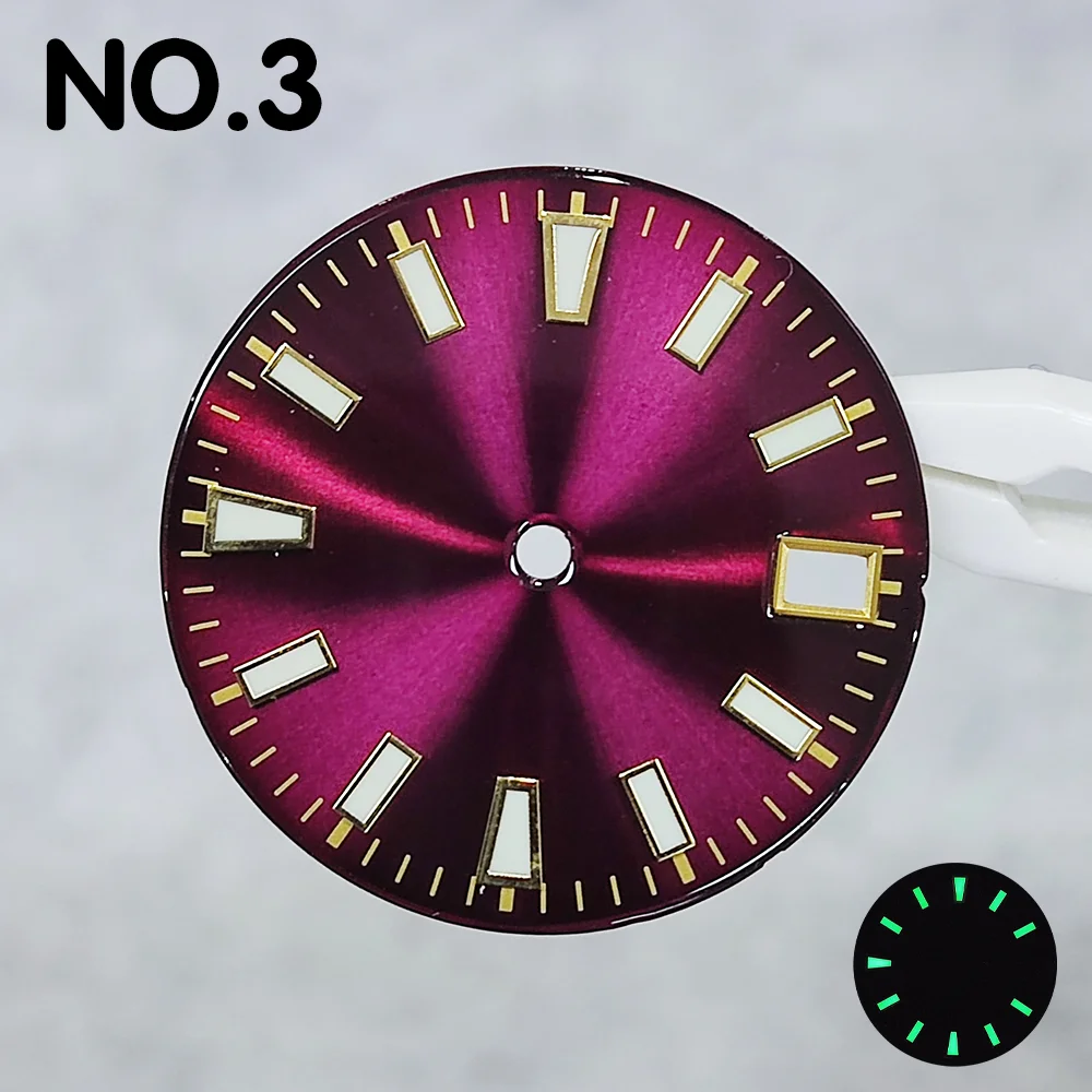 28.5mm dial NH35 dial gold scale dial green luminous watch parts replacement accessories support customized logo