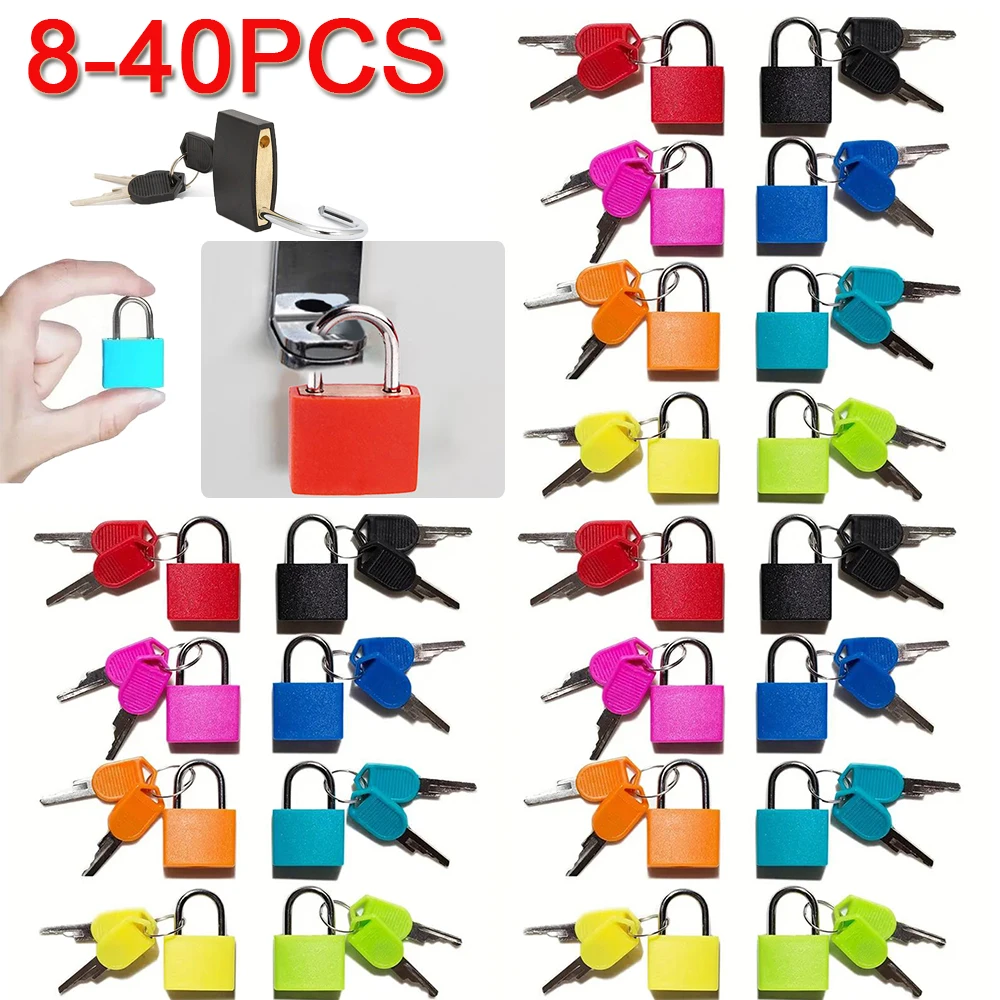 

8-40PCS Small Mini Strong Steel Padlock with 2 Keys Colorful 23MM Travel Suitcase Diary Lock Luggage Anti-Theft Security Padlock