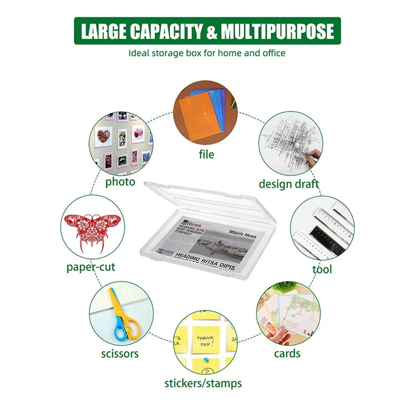 4 Pack A4 File Portable Project Case Plastic File Storage Box For 8.5X11in Letter Paper, Scrapbook Documents Magazines Holder