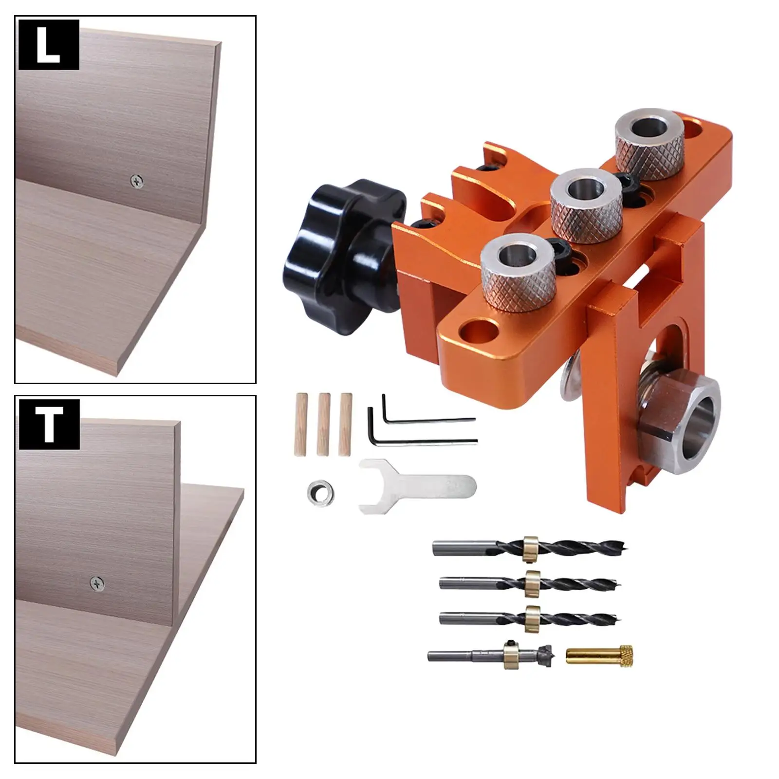 Wood Hole Puncher 3 in 1 Drill Bushing Metal Pocket Hole Bit Angle Tool Doweling Jig Kits for Carpenters Woodwork DIY Furniture