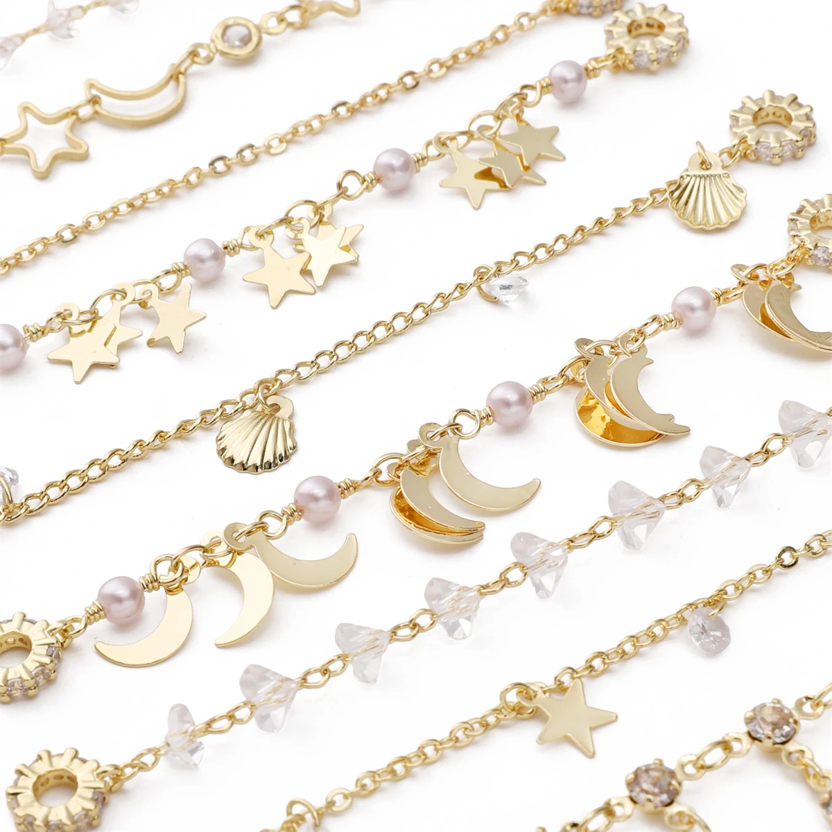 14-каратное золото/посеребренная цепочка 8-9 см в форме звезды, лунная звезда, очаровательная цепочка, сделай сам, изготовление ювелирных изделий, ожерелье, браслет, аксессуары 14-каратное золото/посеребренная цепочка 8-9 см в форме звезды, лунная звезда, очаровательная цепочка, сделай сам, изготовление ювелирных изделий, ожерелье, браслет, аксессуары