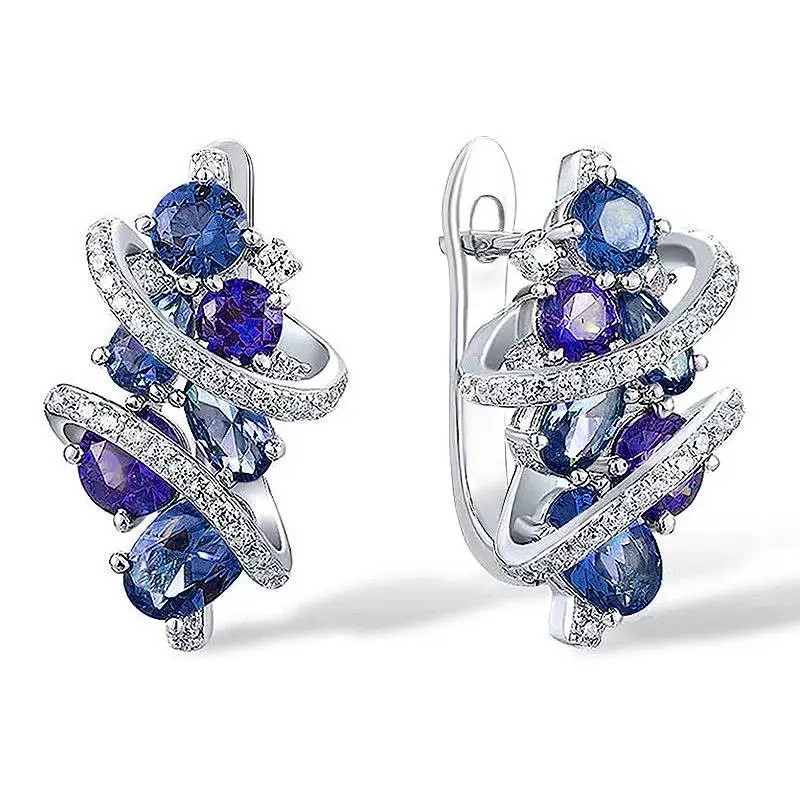 Huitan Damen-Creolen mit zartem Design, elegante Party- und Hochzeits-Ohrringe, charmantes Zubehör, eingelegte glänzende CZ, trendiger, schicker Schmuck