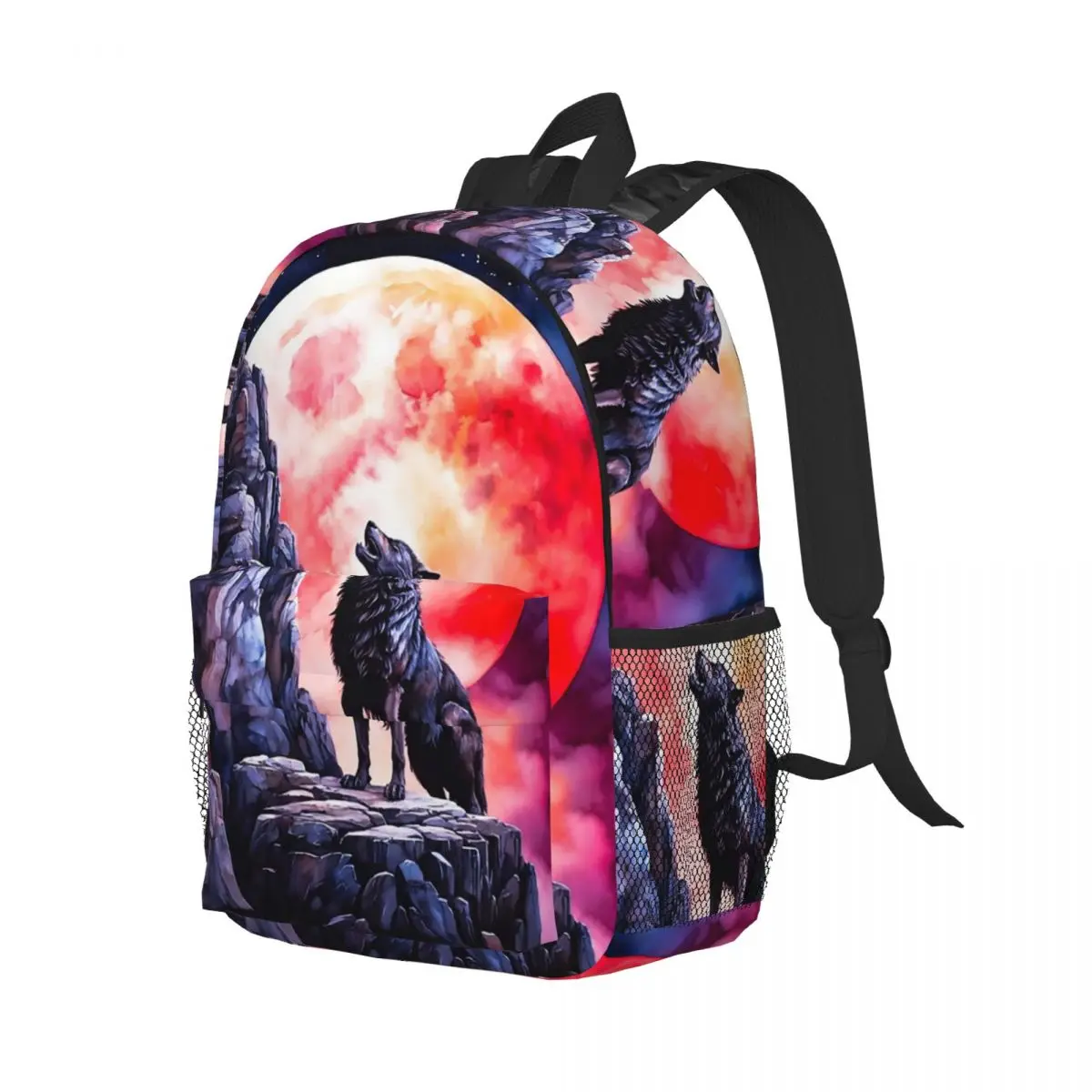 

Black Wolf Backpack Student Boys Girls BookBag Children School Bag Laptop Shoulder Bags for Men Women