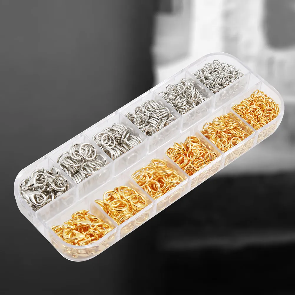 

Jewelry Making Kit 12 Grids Organized Storage with Open Jump Rings Lobster Clasps Golden White Jewelry Findings Set for Earrings