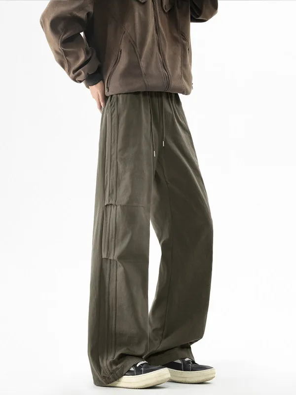 Pure Cotton American High Street Wide Leg Workwear Pants Men Spring Trendy Loose Straight Casual Pants Vintage High-End Long ...