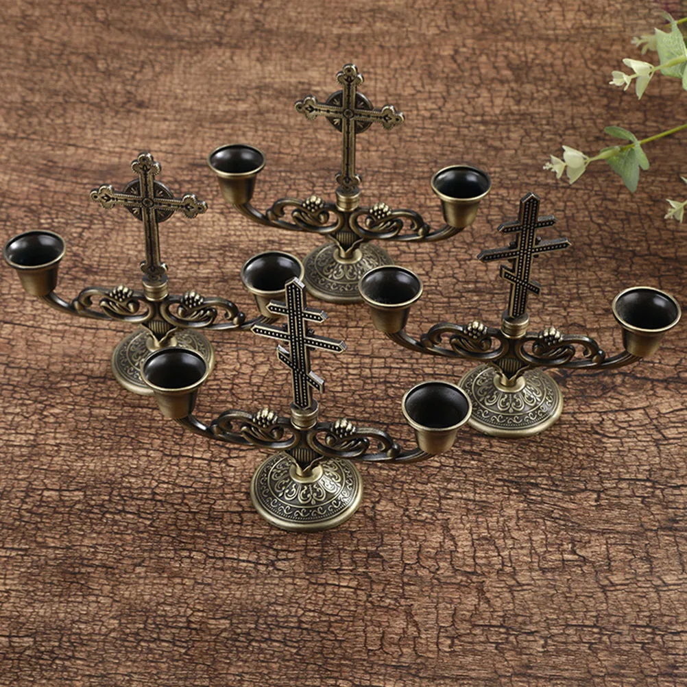 

2pcs European Style Holders Vintage Double Head Zinc Alloy Desktop Adornment Elegant Decor For Weddings Parties