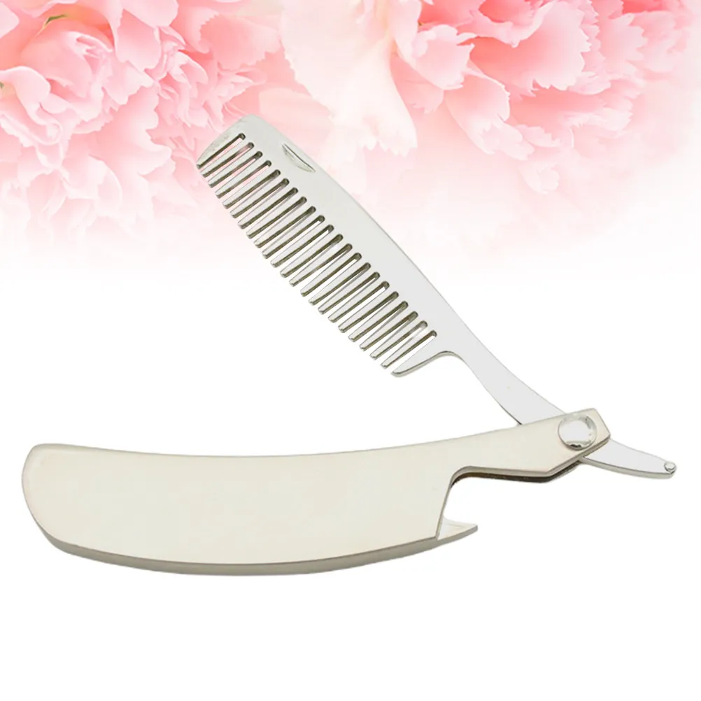 Zinc Alloy Beard Hair Comb Foldable Portable Small Size Comb for Men Massage Blood Circulation Styling