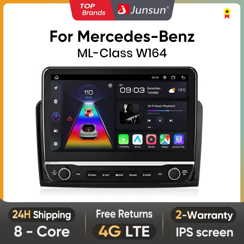 Junsun PX9 For Mercedes-Benz ML-Class W164  Car Radio Multimedia Navigation 2 din Android 2din Autoradio CarPlay Stereo