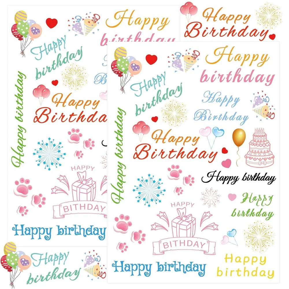 Happy Birthday Theme Rub On Transfer Stickers 5 x 7 inch Celebration Happy Birthday Letter Invitation Stickers 3Pcs