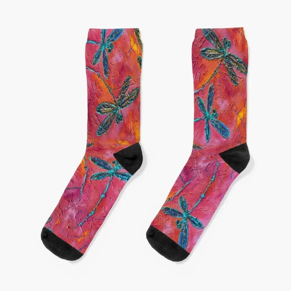 

Dragonfly Dance Hot Fuchsia Socks Heating sock hiphop Stockings Girl'S Socks Men's