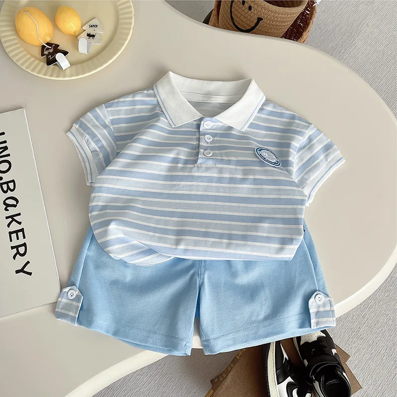 New Summer Baby Boys Clothes Suit Children Short Sleeved Striped T-Shirt Shorts 2Pcs/Sets Infant Casual Costume Kids Tracksuits