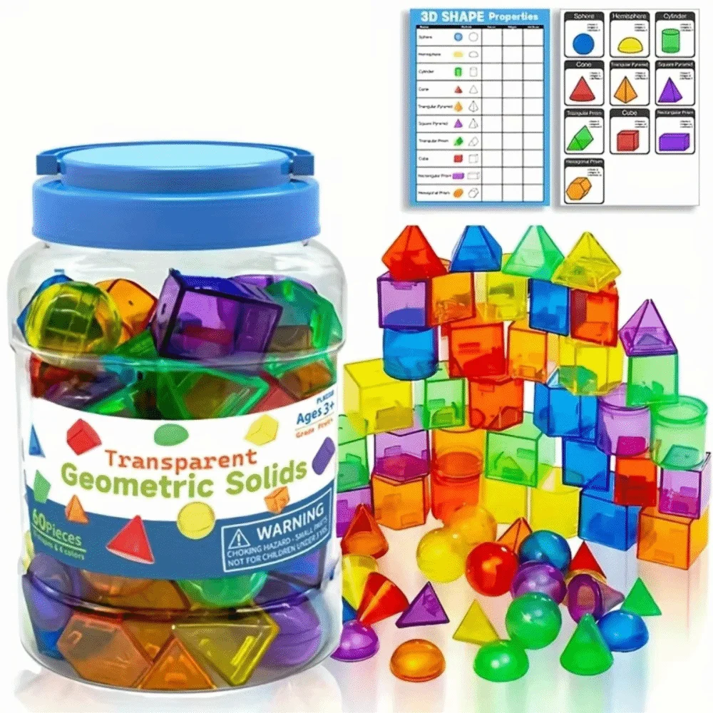 Jouet solide géométrique coloré, formes géométriques, activités préscolaires, jouet d'éducation précoce, outils pédagogiques transparents