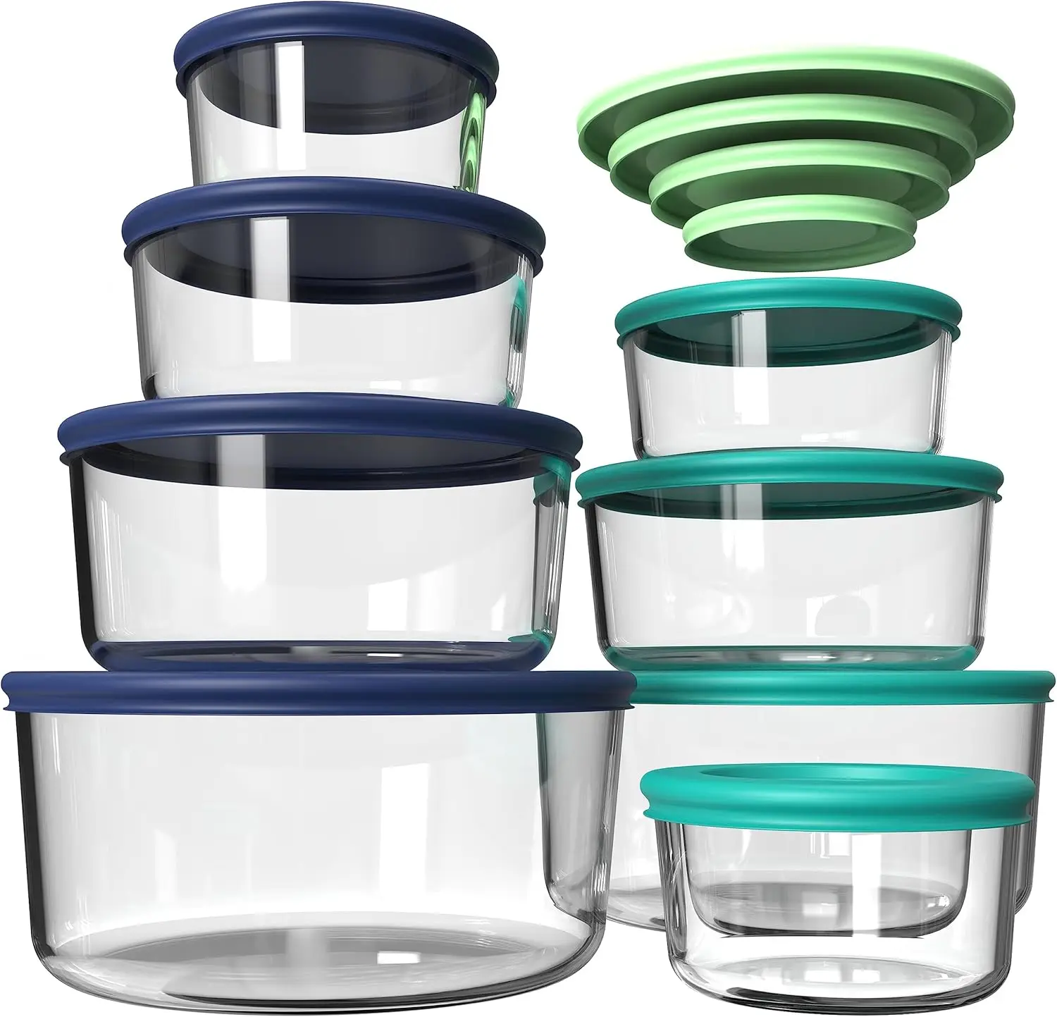 

Glass Food Storage Containers with Lids, Glass Meal Prep Containers for Lunch, ８Pack Reusable Round Container Set with Simply