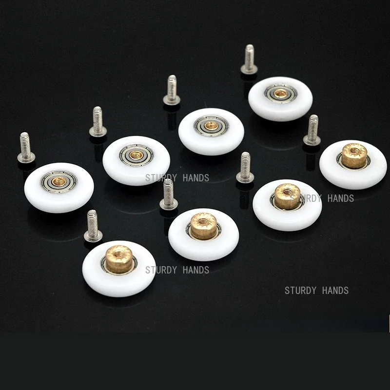 10PCS Nylon Roller for Shower Door, M4 Threaded Sliding Glass Door Pulley, Bearing Pulley, Household Hardware Accessories