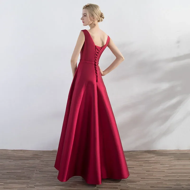 Abiti estivi per gli ospiti da sera lunghi eleganti in raso per le donne 2022 Sexy Host Wedding damigella d'onore Party Ball Gown Maxi vestidos