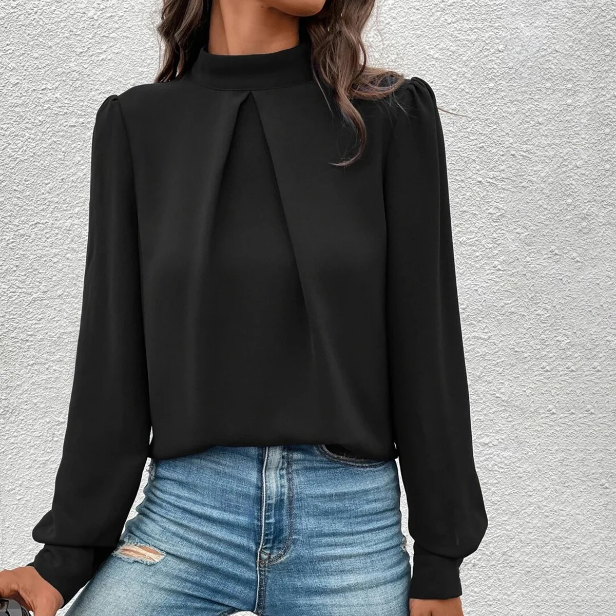 

Fashion Long Sleeve Shirt Women Elegant Office Lady Casual Loose Satin Blouse Solid Color Tops Shirts Spring Summer Autumn