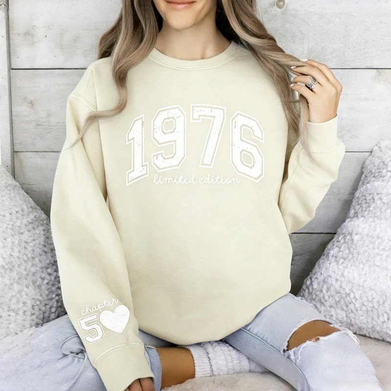 Custom 50th Birthday Personalized Limited Edition1976 Year Number Chapter Bday Gift  Autumn and Winter Fashion Thermal Hoodie