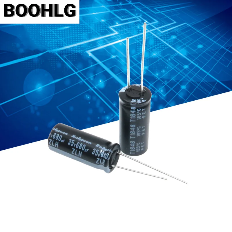 10PCS Rubycon imported aluminum electrolytic capacitor 35V 680UF 10X23 ruby zlh high frequency and long life