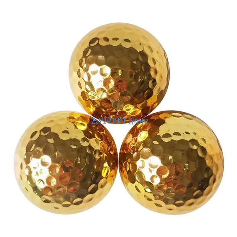 G6DE Gold Golf Ball Golf Swing Putter Training Practice Balls Exquisite Golden Plated Training Ball For Golfer Training Aids