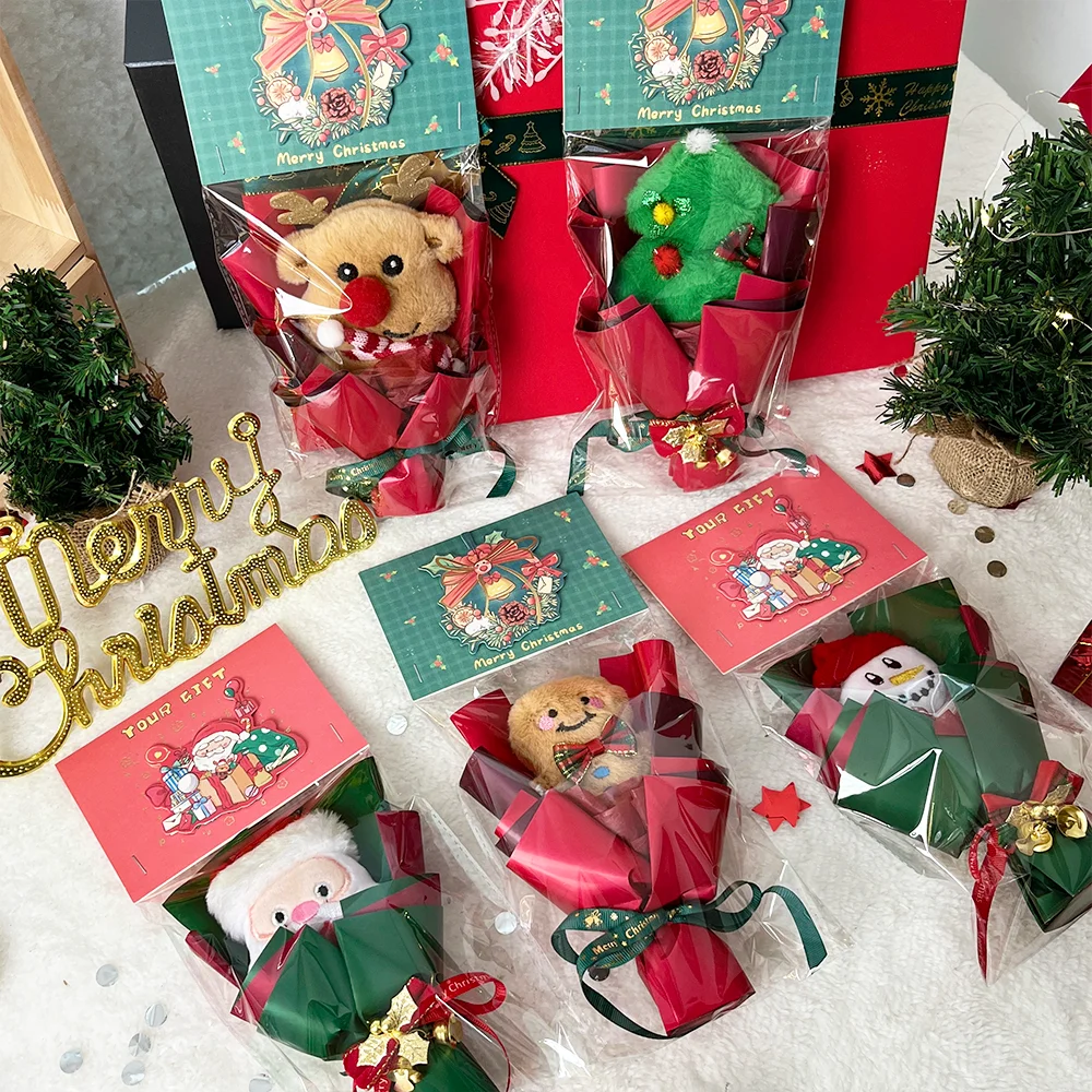 Christmas Doll Bouquet Creative Snowman Deer Plush Doll Toy Small Bouquet Christmas Party Gathering Souvenir Kids Favourite Gift