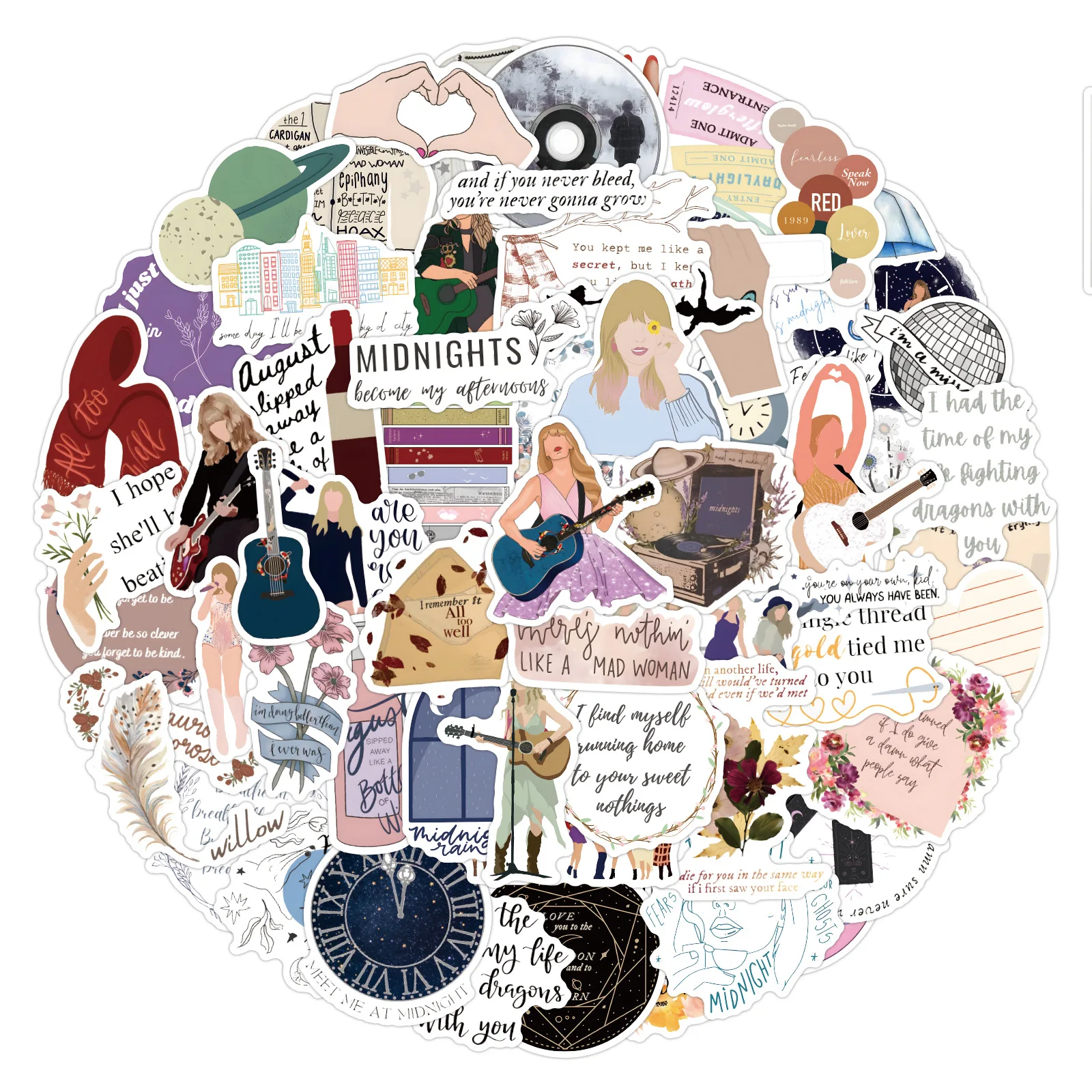 100 قطعة من ملصقات جرافيتي سويفت تايلور ملصقات ختم حقيبة تروللي بعجلات جراب هاتف ملصقات مقاومة للماء ذاتية الصنع