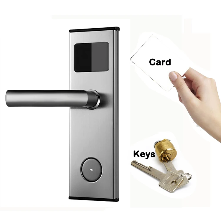 

Professional Hotel Door Lock System Battery Powered Hotel Smart Card Door Lock with Mechanical Keys