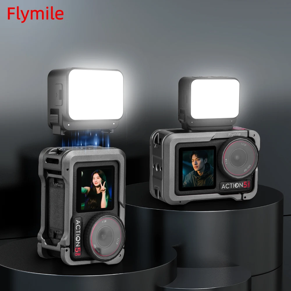

Flymile Video Lights Magnetic Camera Light for DJI Action 5 Pro/Osmo Action 4/DLSR Camera Mini Vlogging Light 3000K/4440K/8700K