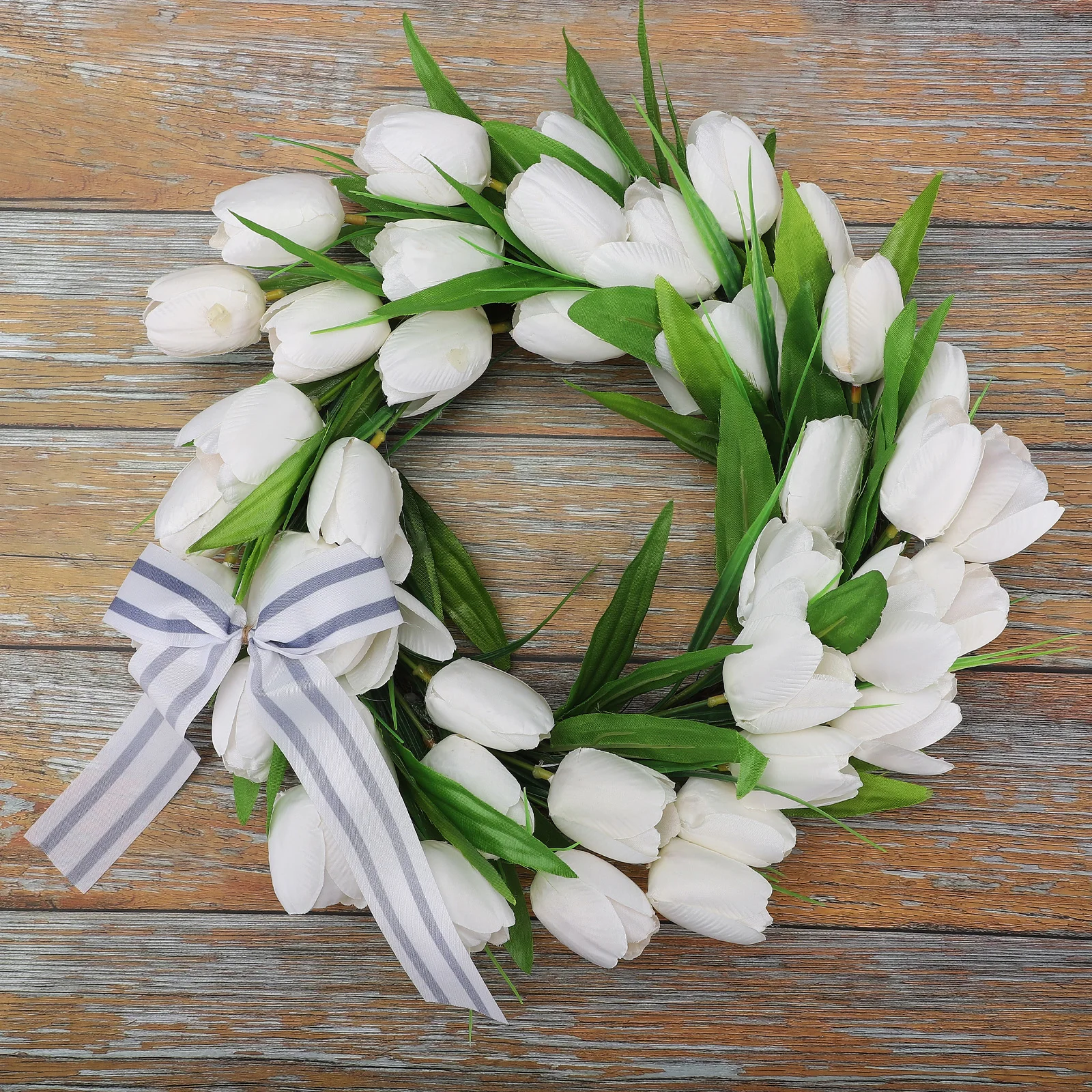 

35cm Artificial Spring Tulip Wreath, Summer Mother's Day Festival Flowers Wreath, Silk Cloth, For Front Door Or Home Decoration
