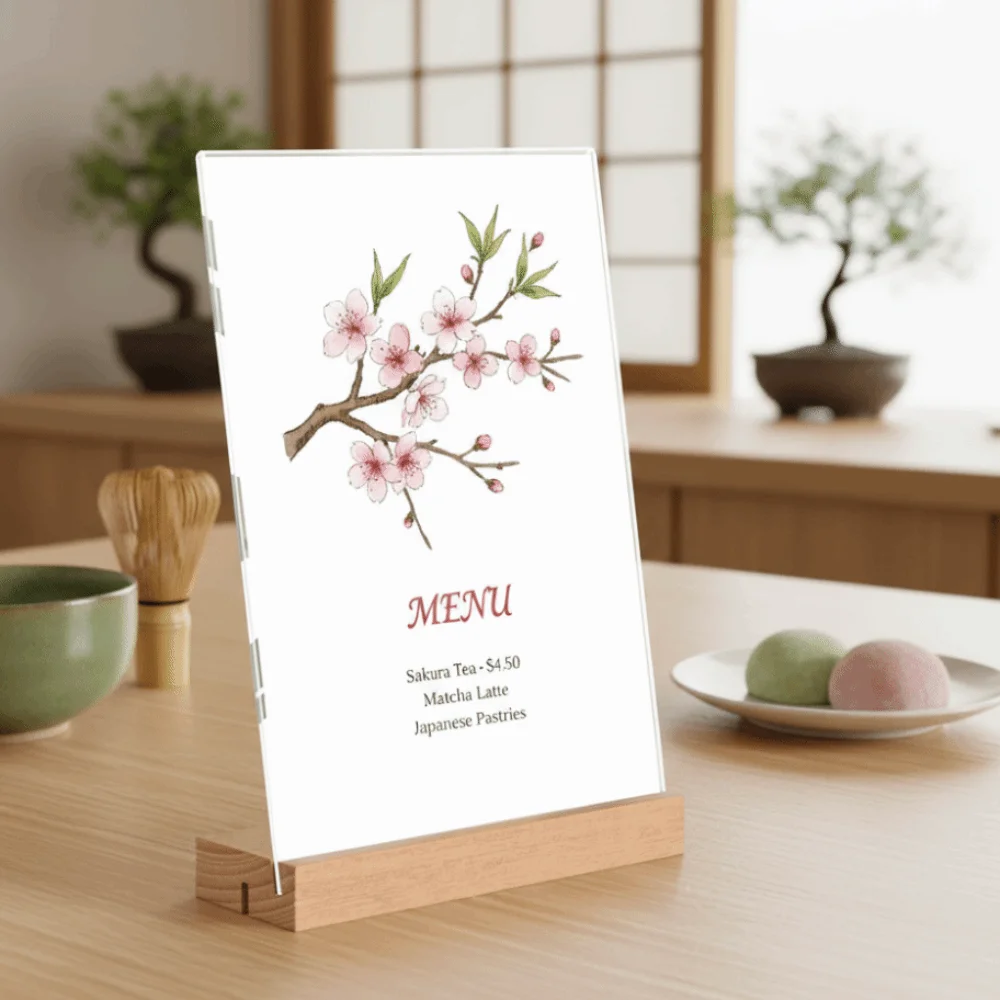 Slant/straight Groove Menu Paper Display Stand 2 Uses Highly Transparent Menu Sign Holder Aryclic A4 Acrylic Table Number Holder