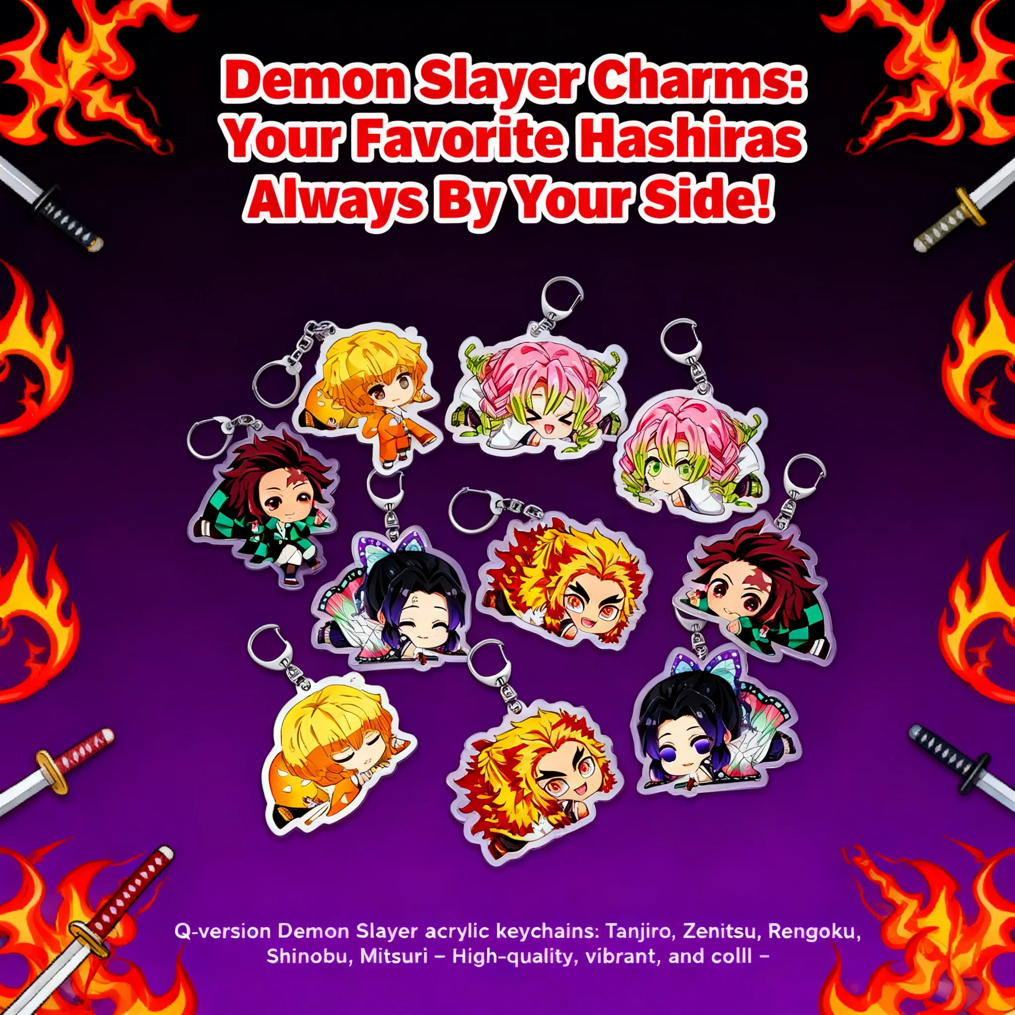 

Anime Acrylic Keychain Pendant Demon Slayer Accessories Series Creative Ornament Hanging Charm for Cosplay Gift Collection