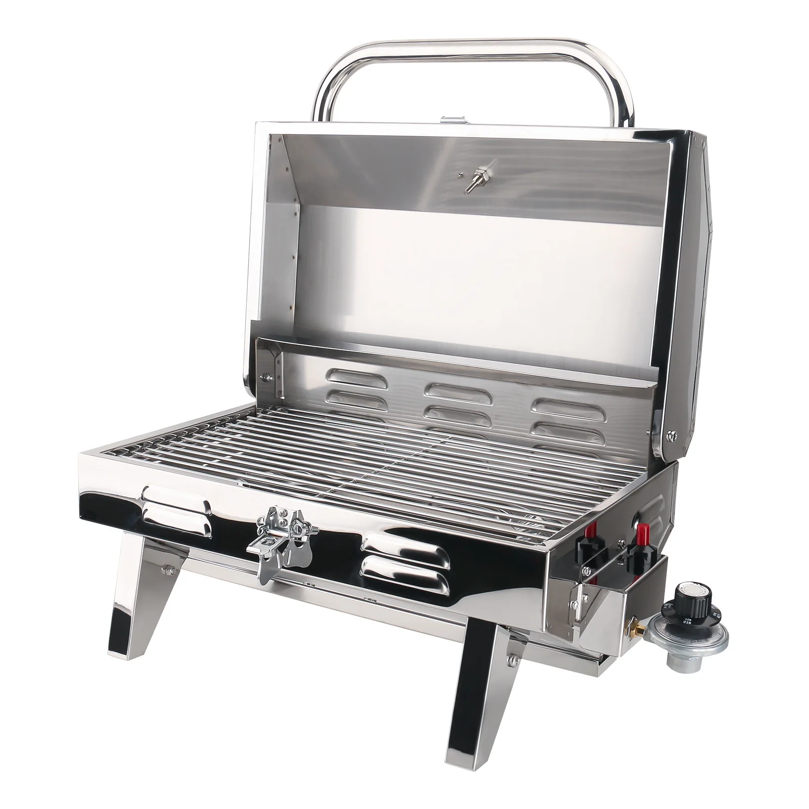 Portable Outdoor Camping Grill, Household Gas Canister Stove, Wind-Resistant American-Style Outdoor Grill and Picnic Cooker