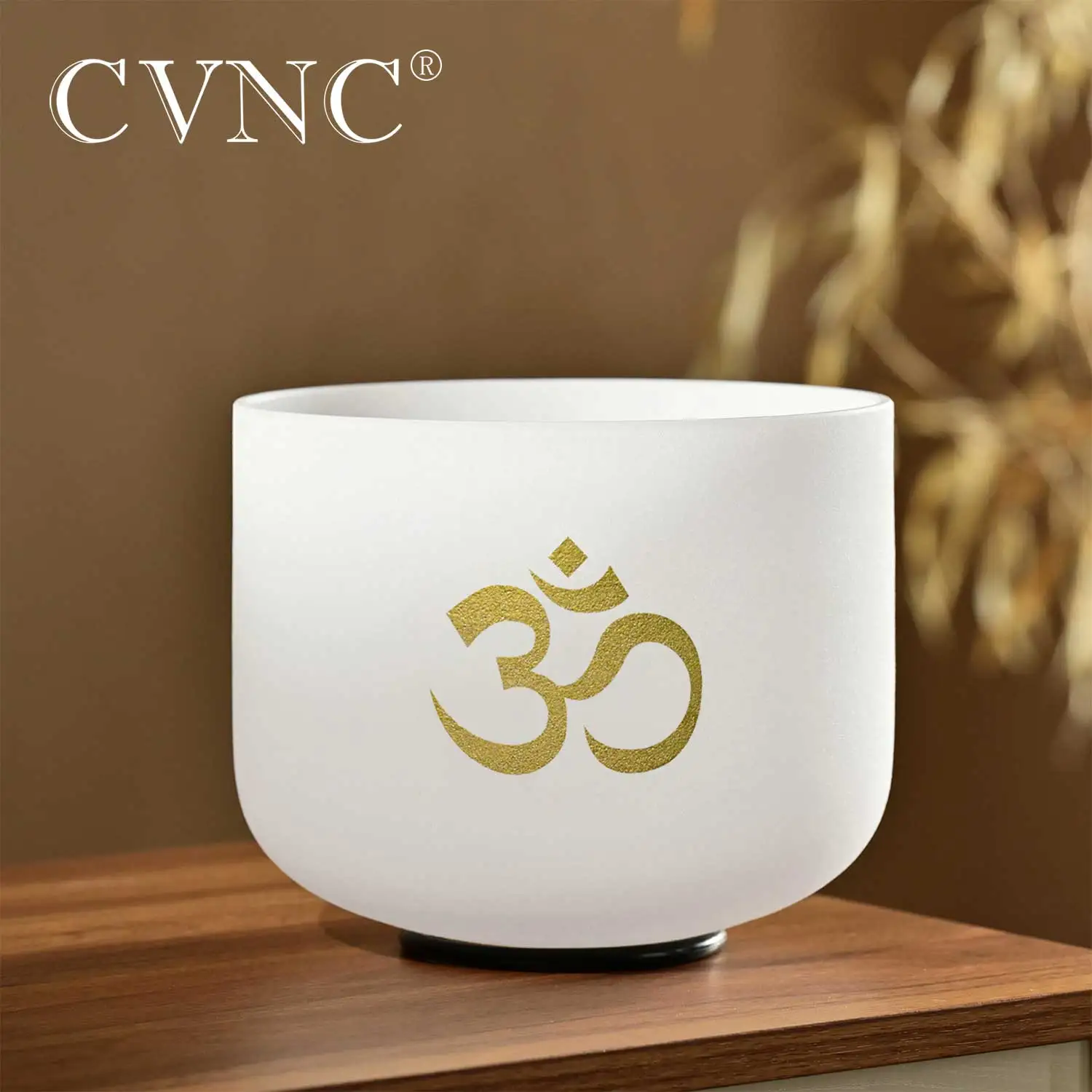 CVNC 8 Inch 440/432HZ Quartz Crystal Singing Bowl with Chakra OM Design Instrument For Sound Healing and Meditation