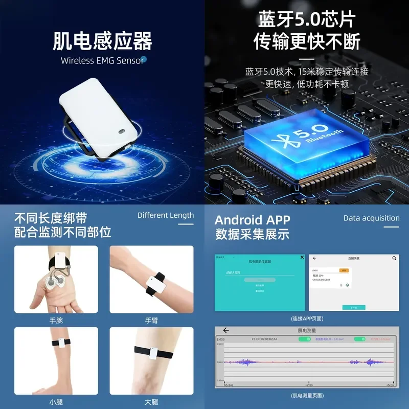 Wireless EMG Sensor Original Signal Wireless Acquisition Device for Muscle Activity Monitoring and Data Collection System