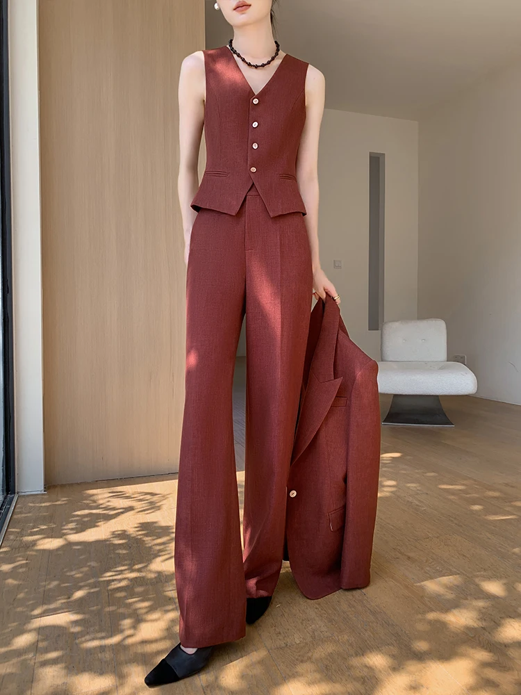 Conjunto de Traje de Tres Piezas para Mujer, Estilo Profesional, Formal, Vintage, con Botones y Manga Larga