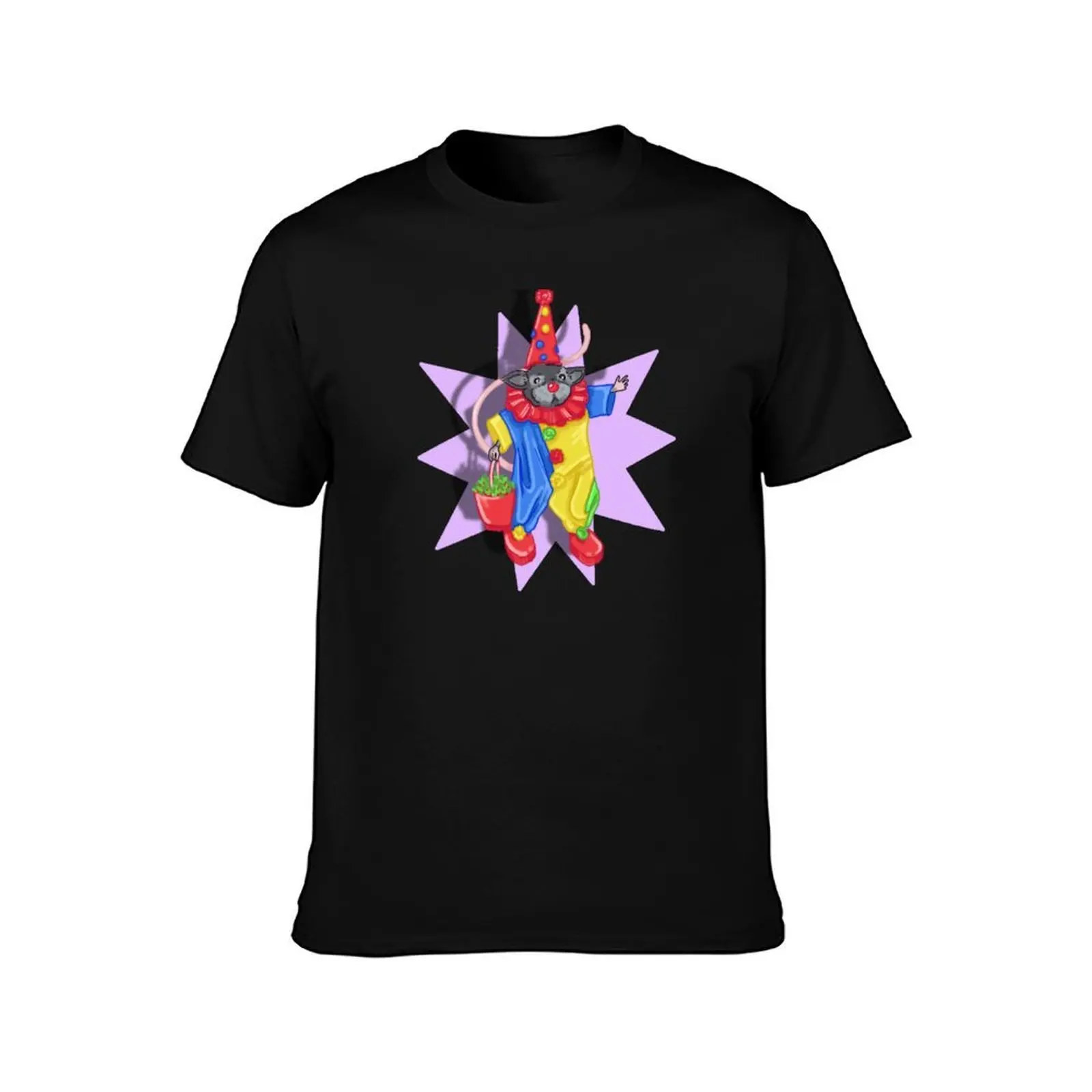Clown Rat Super Cool T-Shirt, Summer Casual Cotton Tee, Oversized Streetwear Tops, Vintage Graphic Print, Loose Fit Short Sleeve
