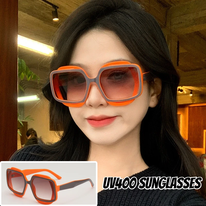 

New Retro Polygonal Large Frame Sunglasses Men and Women Outdoor UV400 Sports Travel Essential Sunscreen Sunshade Sunglasses
