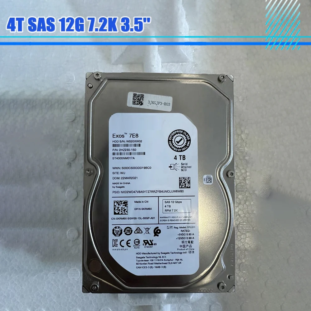 

ST4000NM017A KRM6X 4T SAS 12G 7,2K 3,5 дюйма Жесткий диск для жесткого диска Dell