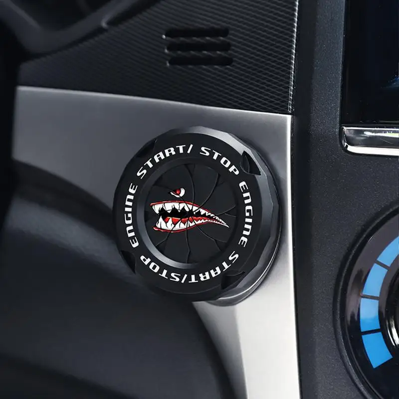 Push Start Button Cover Start Stop Button Cover Shark Decorative Rotary Interior Decorations Decals For Dashboard Wheel Bumper