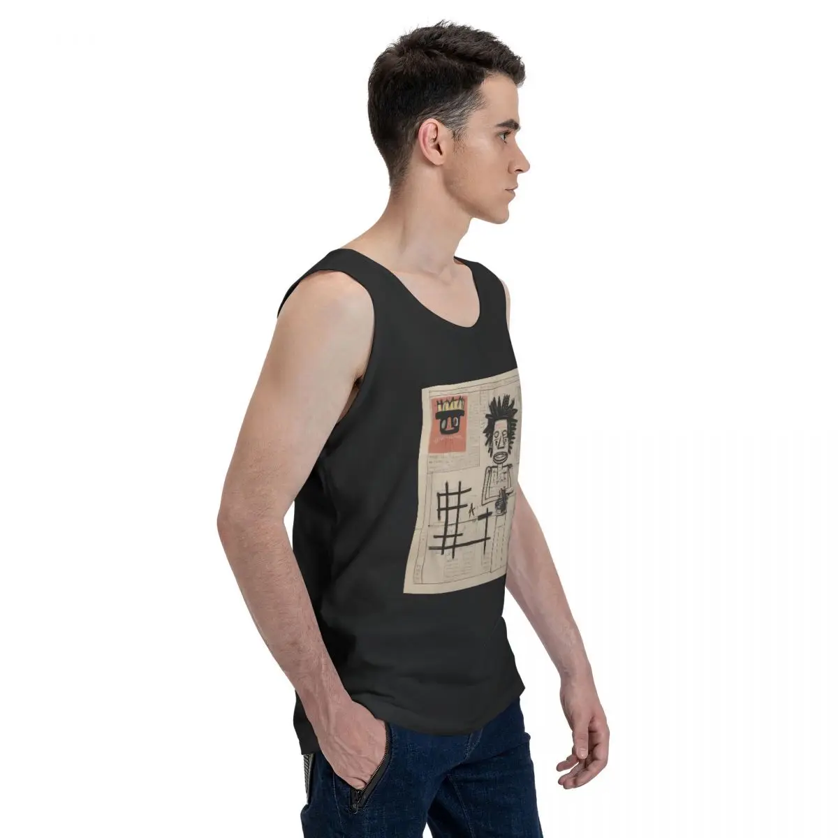 Newspaper Sketch Book 100% Cotton Men's Sweatshirt Vest Sleeveless Clothing Tees Men Tank Tops T-shirt