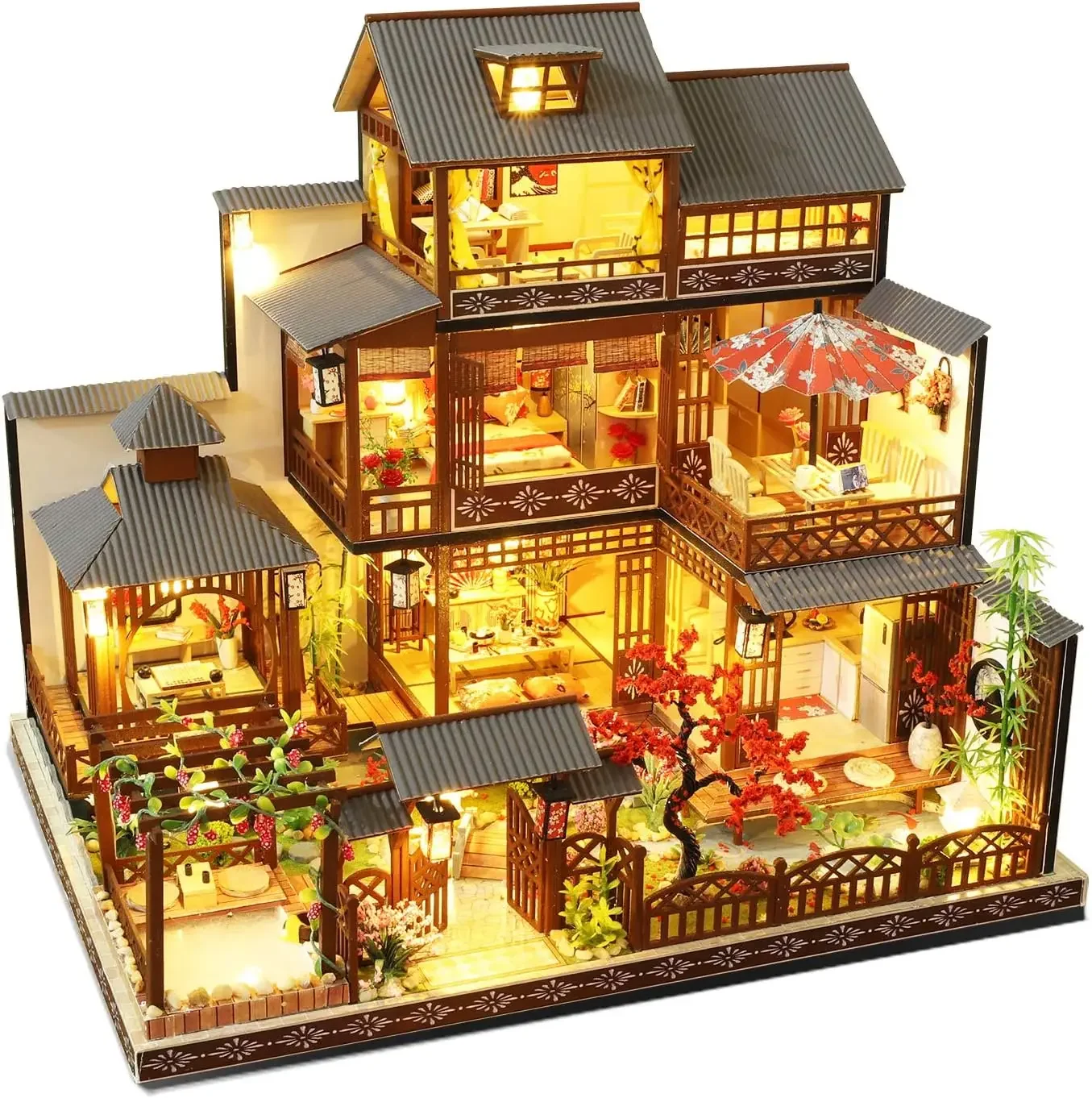 

DIY Dollhouse Kit Miniature with Wooden Furniture with LED & Music Box, 1:24 Scale Creative Room Gift Idea for Adult, Friend