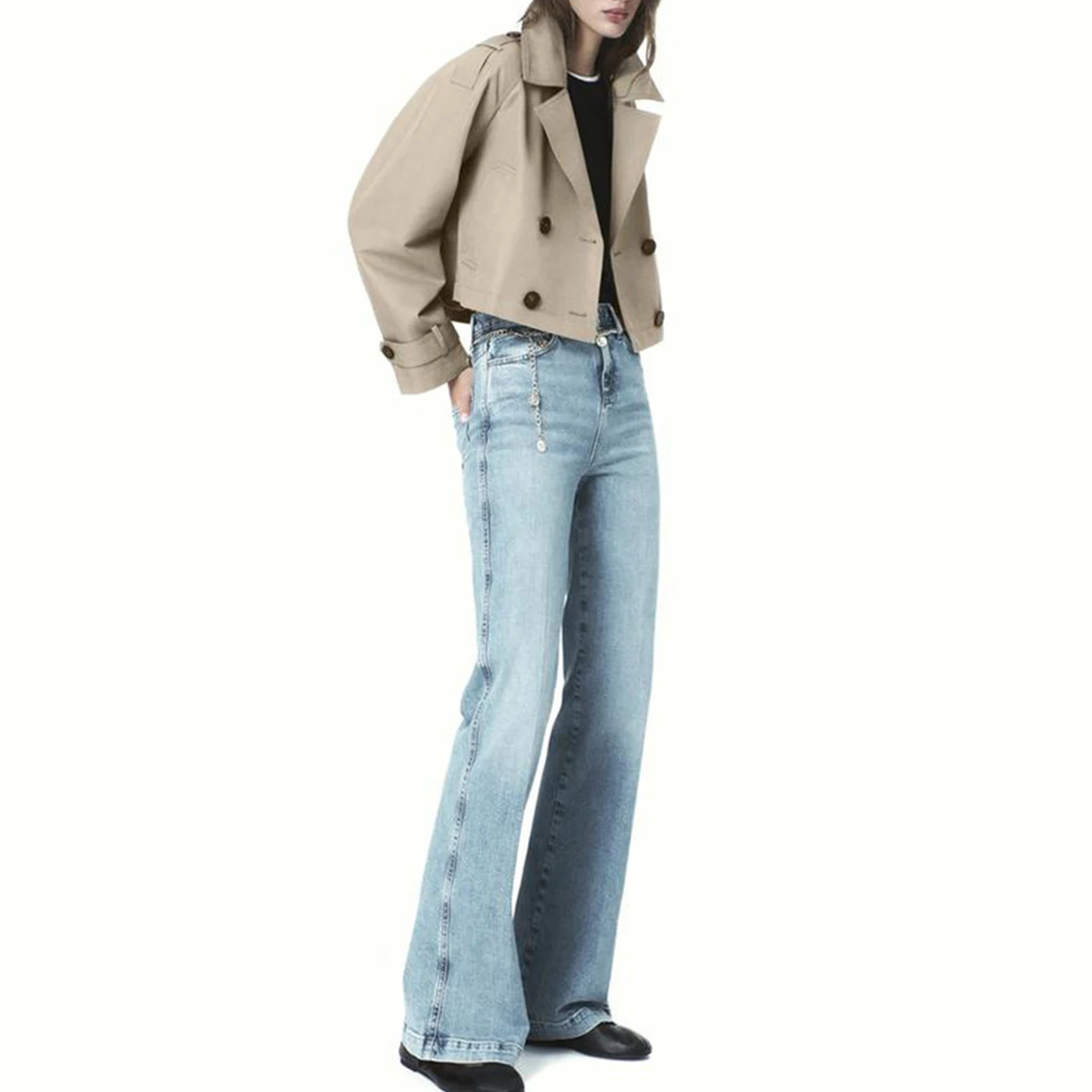 

Z Women's Faion ort Double-Breasted Jaet 2025 New Sle Personali Match Polyester Fiber Long Sve Suit Coat