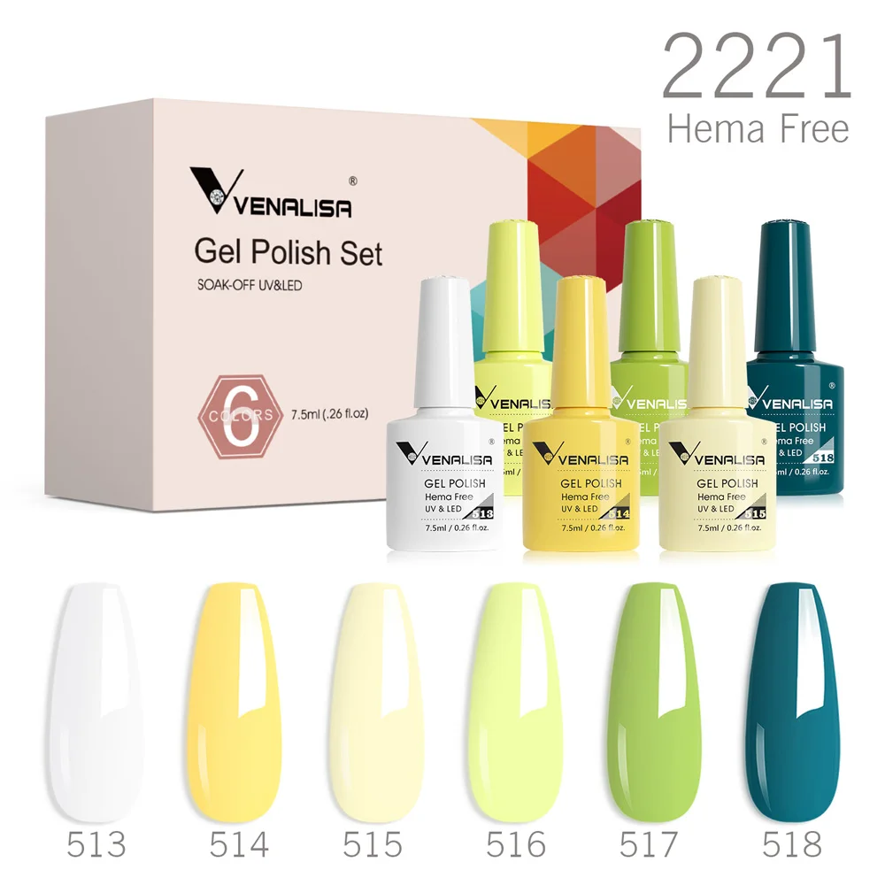 6 stks/set VIP5 Venalisa Gel Nagellak HEMA GRATIS Jelly Roze Naakt Kleur Vernis Losweken UVLED Semi Permanente Lak Branded Kit
