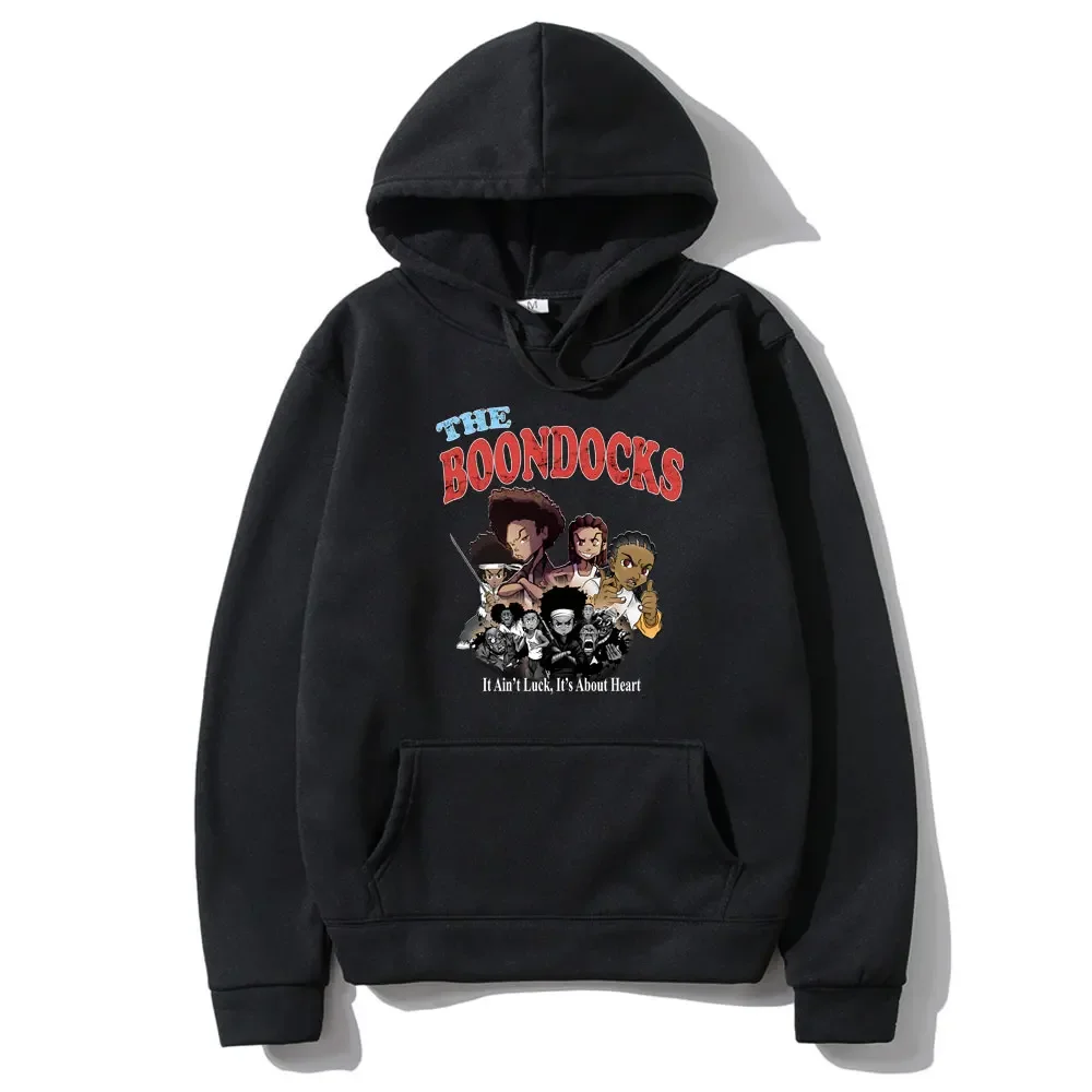 

Anime The Boondocks Huey and Riley Graphic Hoodie It Ain't Luck It's about Heart Print Sweatshirt Men's Cotton Fleece Pullover