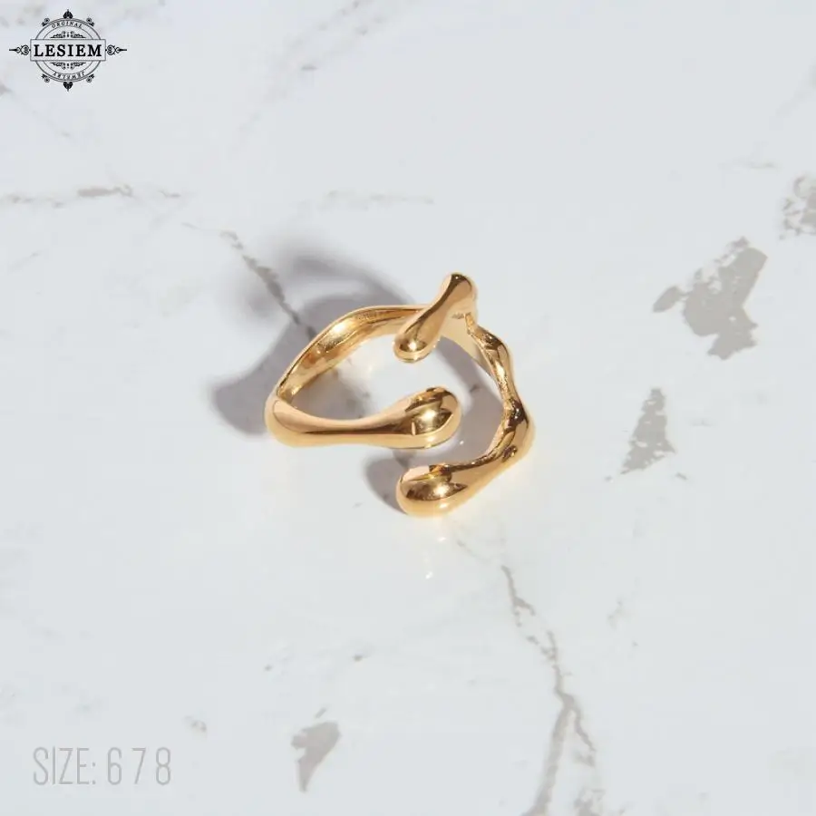 LESIEM Newest Arrival Gold Plated size 6 7 8 Girl female ring Bamboo Cross Shaped Ring Ring ring men Women jewelry