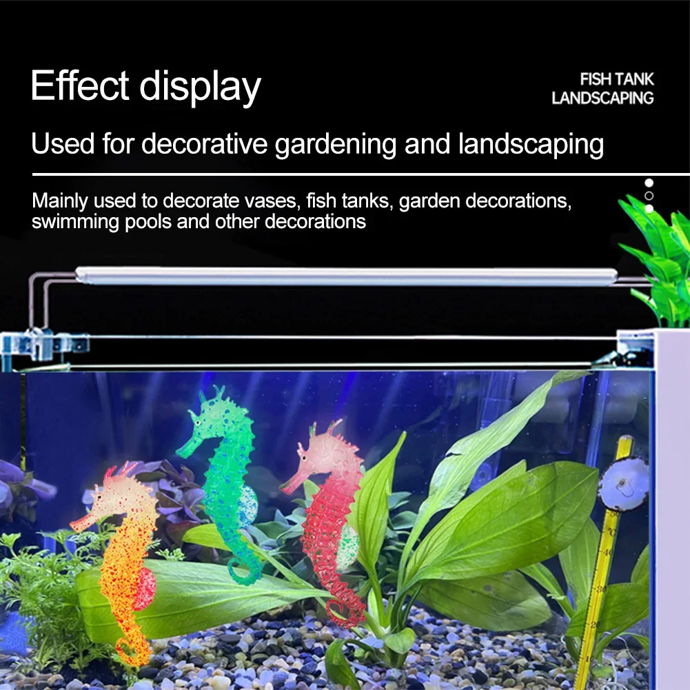 Silicone Artificial Luminous Glowing Effect Sea Horse Fish Tank Simulation Jellyfish Hippocampus Ornament Decoration Landscape